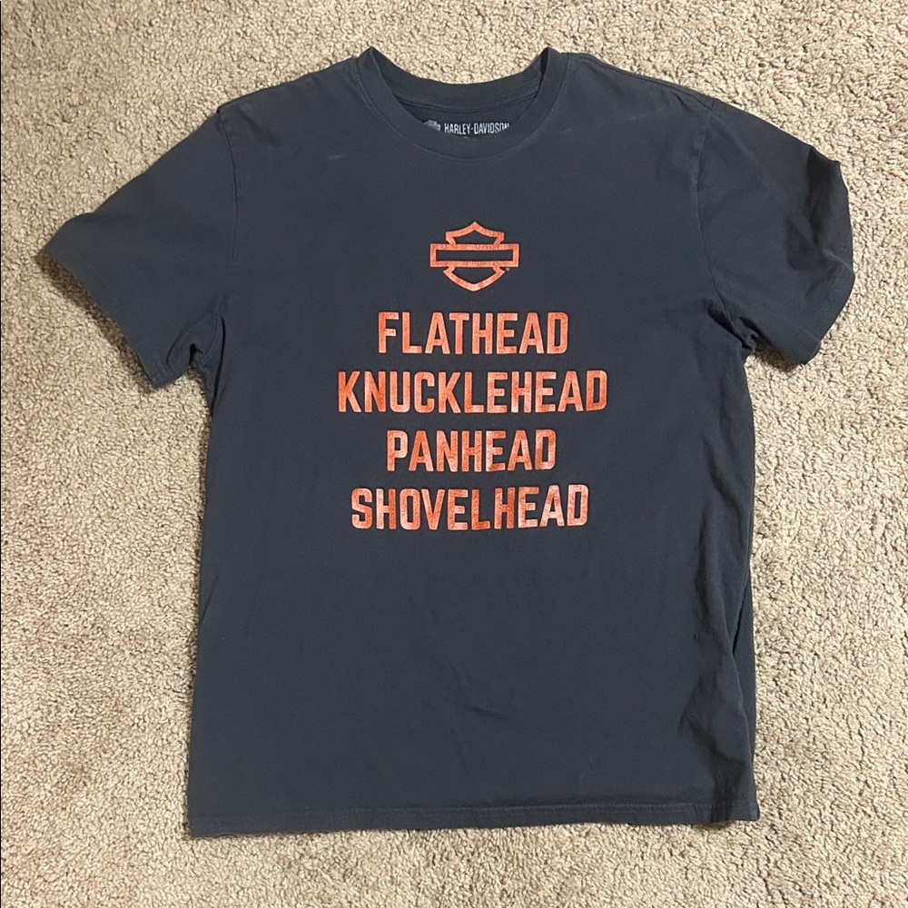Harley-Davidson Dark Gray Tee with Vibrant Orange Print